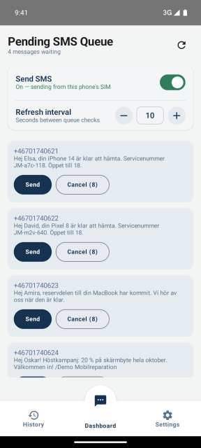SMSSender کا اسکرین شاٹ 3