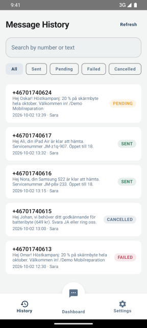 SMSSender کا اسکرین شاٹ 4